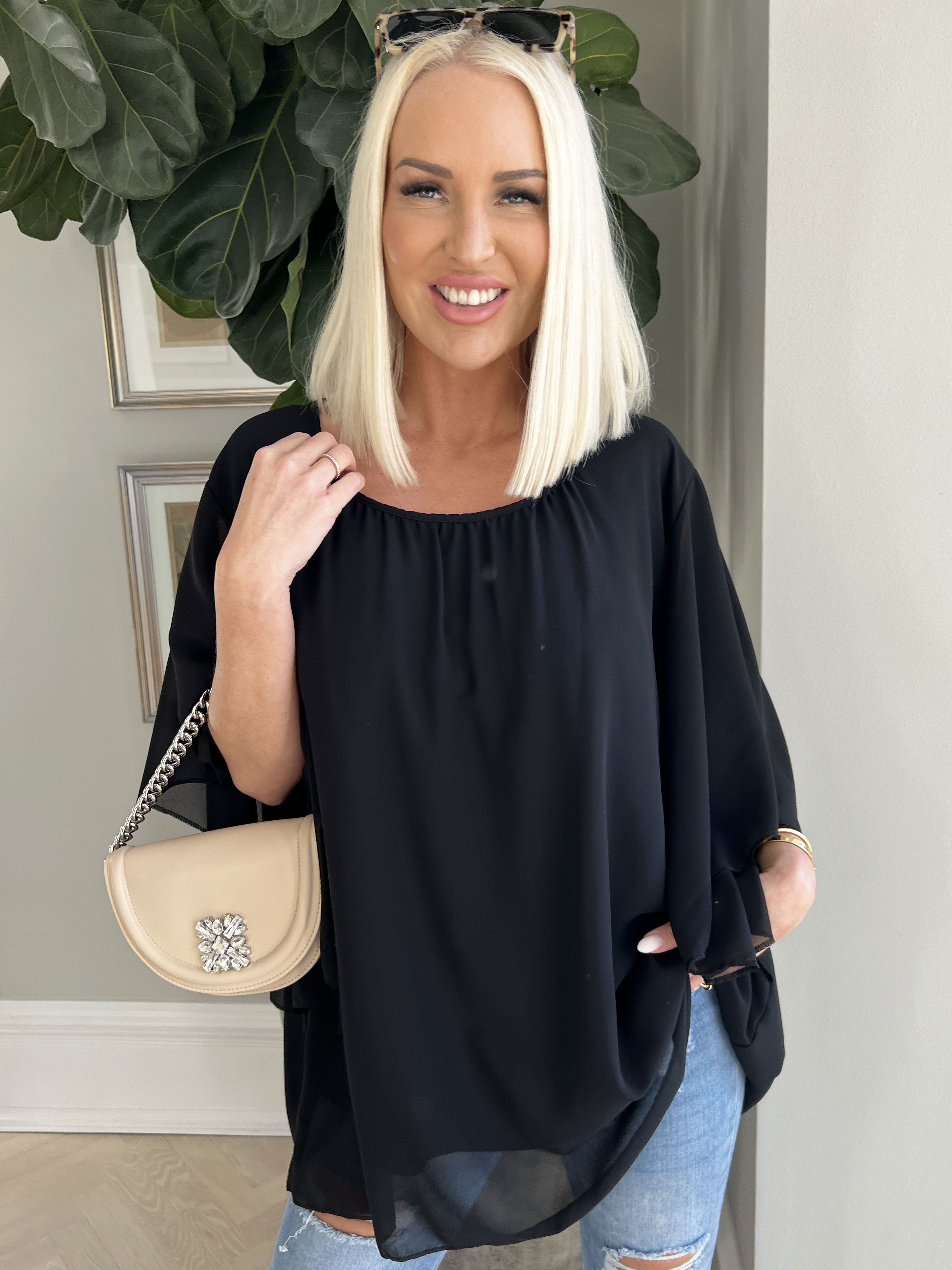 Annis - Söt tunika i lös passform i chiffong